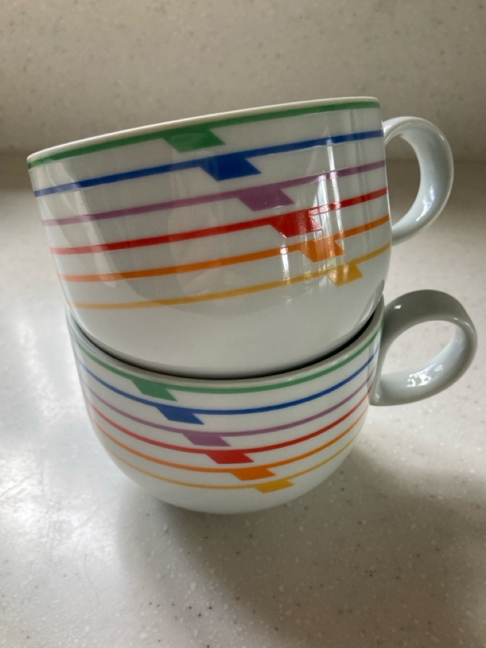 Vista Alegre Harmony Block Sextet Vintage Rainbow Stripe Design Set of Two Mug